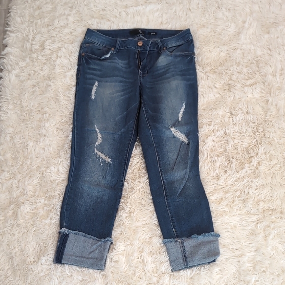 Taylor Distressed Blue Cropped Jeans - Picture 1 of 6